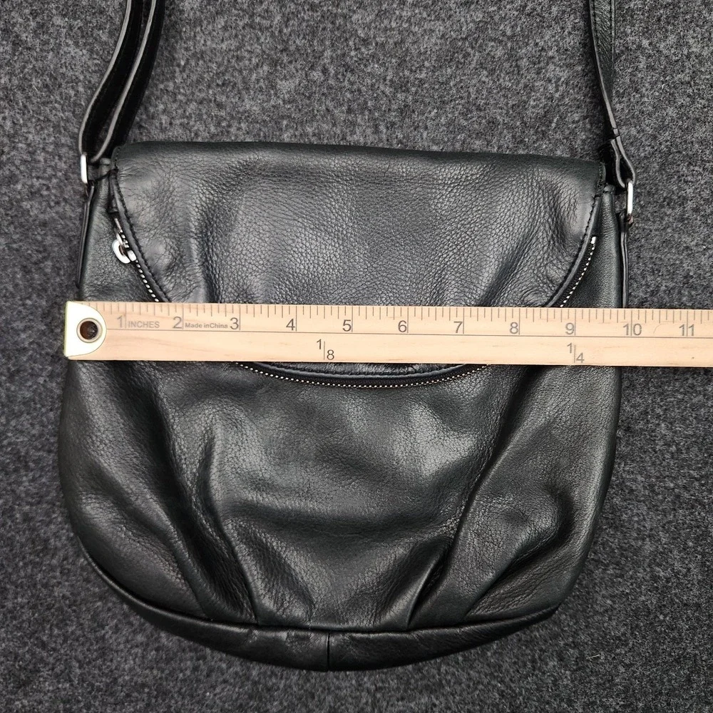 Margot Women's Natalie Handbag Purse Black Leather Flap Zip Crossbody Office Y2K
